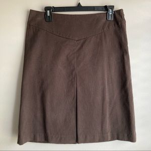 Gap Stretch Pencil Straight Midi Skirt Front Kick Pleat Brown 10